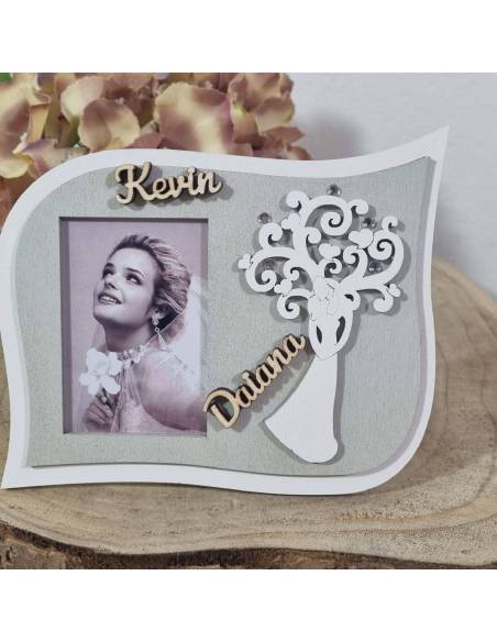 Bomboniere matrimonio stock portafoto in legno albero della vita