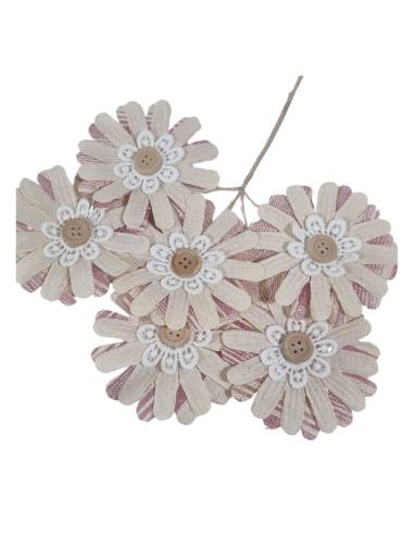 Fiori per bomboniere margherite shabby con bottone centrale