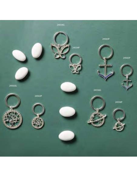 Portachiavi bomboniere ciondolo Claraluna argentati
