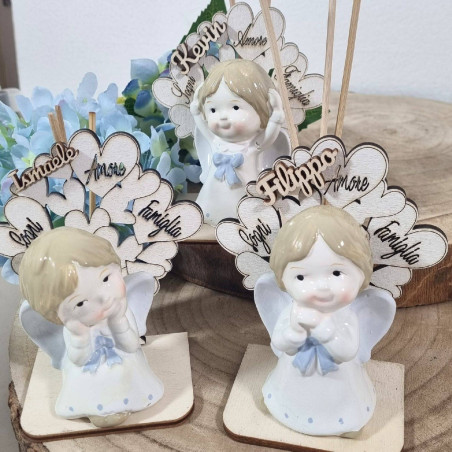 Bomboniere angeli con frasi profumatori personalizzati bimbo
