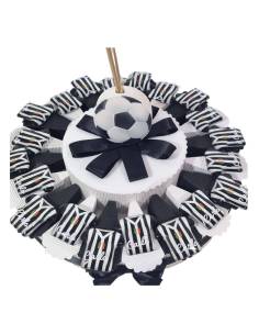 Torta bomboniere juventus maglia calamita bianco nera personalizzata con nome