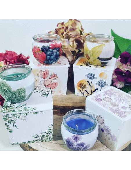 Candele bomboniere profumate con scatola in legno