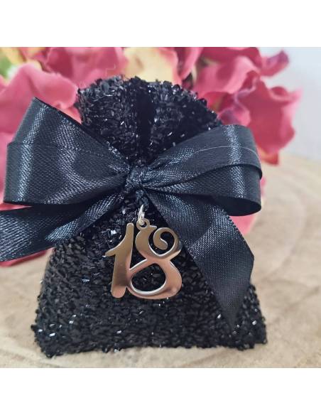 Bomboniere 18 anni maschio sacchetto laminato nero