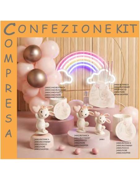 Bomboniere Battesimo bimba Claraluna animali coniglietto rosa