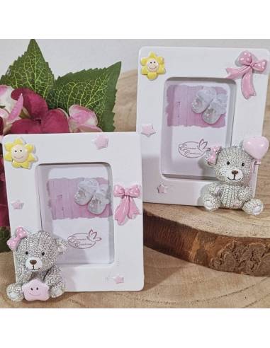 Cornice portafoto bomboniere battesimo bimba orsetto stellina