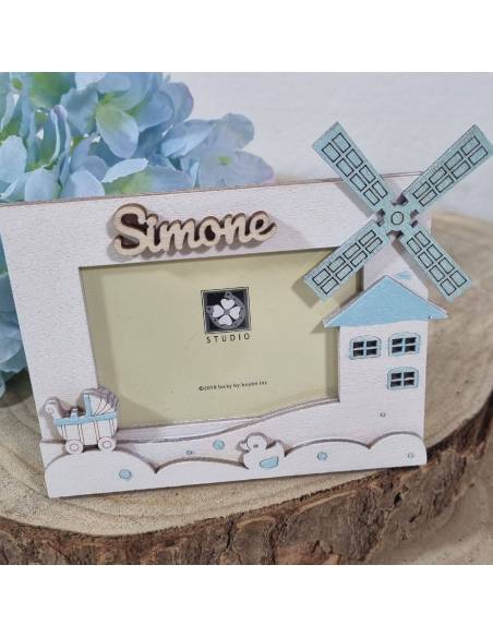 Portafoto bomboniera Battesimo bambino in stile shabby chic