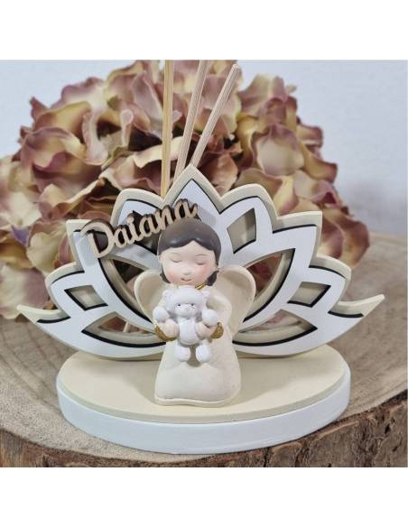 Bomboniere Battesimo con nome Angeli profumatori fiore