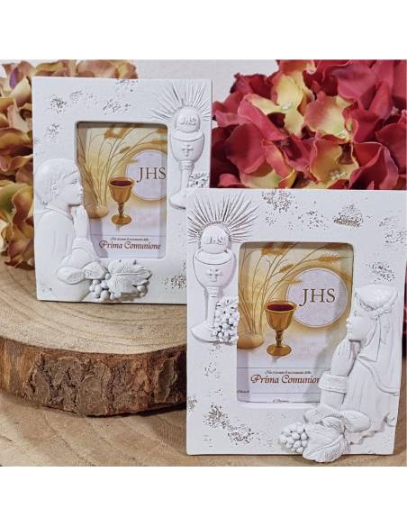 Bomboniere Comunione cornice per foto effetto marmo