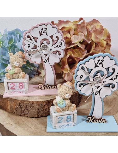 Bomboniere Battesimo utili orologio  orsetto calendario