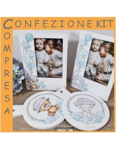 Maschietto Claraluna bomboniere Battesimo utili orsetti e elefanti