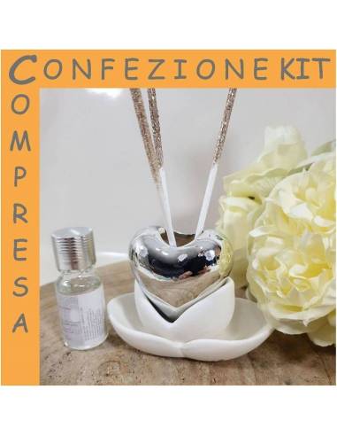 Ingrosso bomboniere Claraluna diffusore ambiente cuore argentato