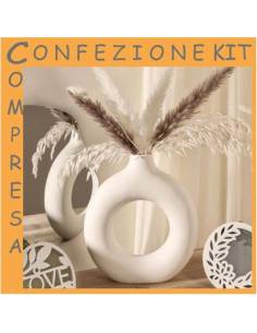 Claraluna bomboniere vaso con pampas in ceramica bianca