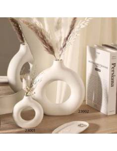 Claraluna bomboniere vaso con pampas in ceramica bianca 2