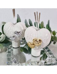 Claraluna bomboniere matrimonio profumatore mongolfiera cuore porcellana