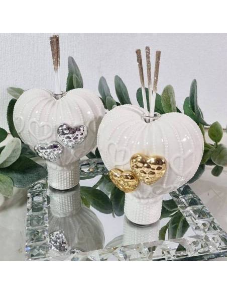 Claraluna bomboniere matrimonio profumatore mongolfiera cuore porcellana