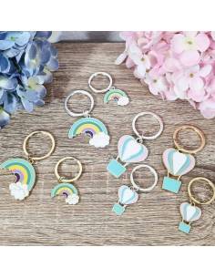 Claraluna bomboniere portachiavi arcobaleno e mongolfiera