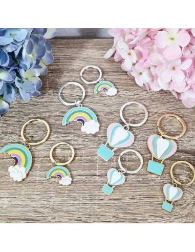 Claraluna bomboniere portachiavi arcobaleno e mongolfiera
