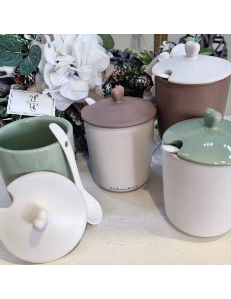 Bomboniere Claraluna utili zuccheriera ceramica con cucchiaino