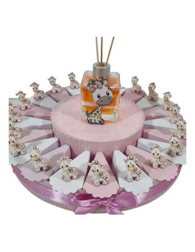 Torta bomboniere nascita bimba giraffa statuetta