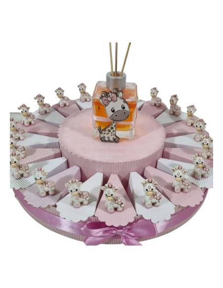 Torta bomboniere nascita bimba giraffa statuetta