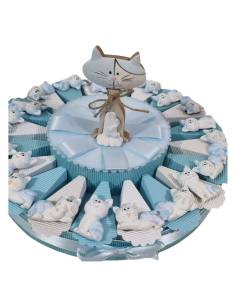 Torta bomboniere Battesimo bimbo calamite gatti