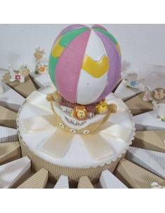 Torta bomboniere Battesimo animaletti con mongolfiera  centrale 2