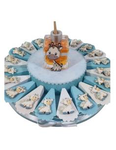 TORTA BOMBONIERE GIRAFFA magnete azzurro bimbo compleanno battesimo