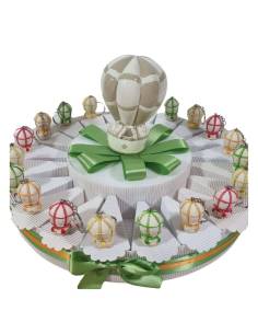 Torta bomboniere 1 compleanno mongolfiere portachiavi