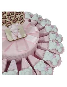 Torta Bomboniere Battesimo bimba orsetti fiocchetto rosa calamita