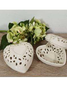 Idee bomboniere Matrimonio scatola cuore traforato ceramica bianca
