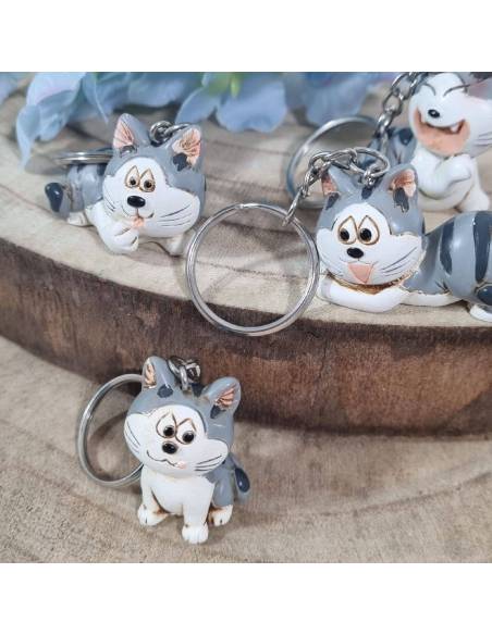 Idee bomboniere nascita portachiavi gattino grigio