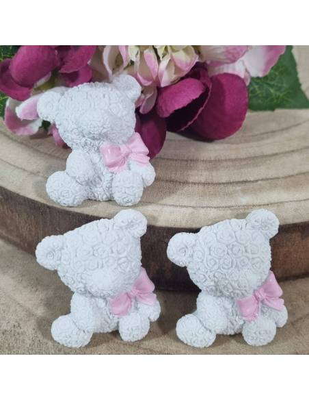 Bomboniere calamita orsetto fiocco rosa nascita bimba