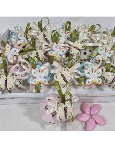 Bomboniere Battesimo candele con lanterna e farfalle