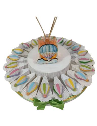Torta bomboniere mongolfiere calamite con profumatore