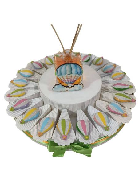 Torta bomboniere mongolfiere calamite con profumatore