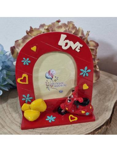 Bomboniere Comunione 1 euro portafoto scooter rosso