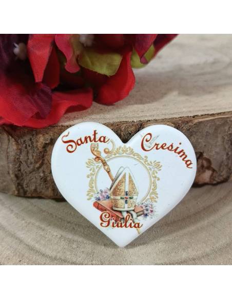 Bomboniere Cresima personalizzate cuore sacro calamita con nome