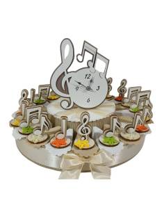 Torta bomboniere note musicali con fiori