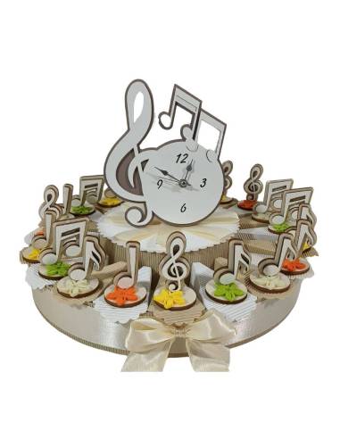 Torta bomboniere note musicali con fiori