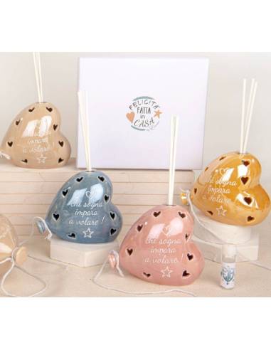 Bomboniere palloncini ceramica cuore frase profumatore