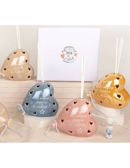 Bomboniere palloncini ceramica cuore frase profumatore