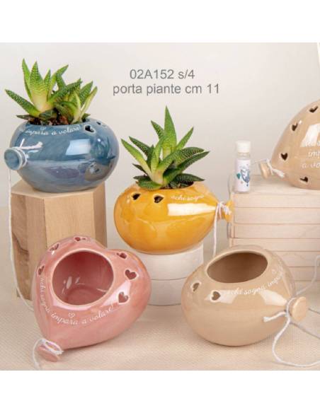 Bomboniere palloncini ceramica cuore frase vaso portapianta