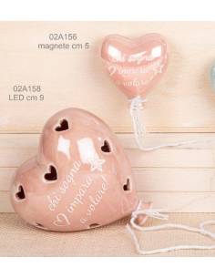 Bomboniere palloncini ceramica cuore con frasi rosa
