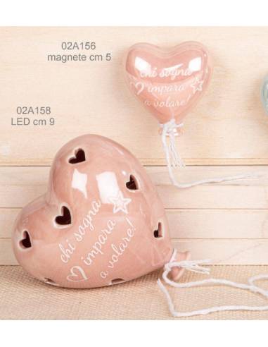 Bomboniere palloncini ceramica cuore con frasi rosa