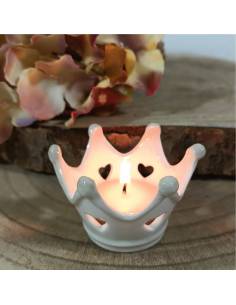 Portacandele bomboniere corona ceramica candela profumata