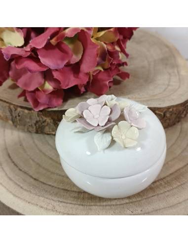 Stock bomboniere scatola portagioie in porcellana fiori lilla