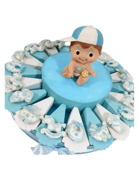 Torta bomboniera portaconfetti maschietto bimbo cappellino