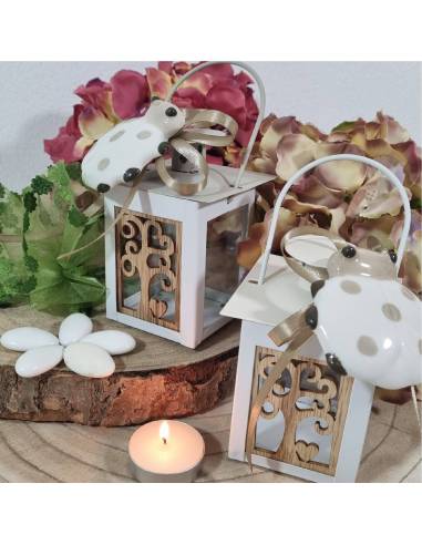 Bomboniere Comunione lanterna candela profumata e coccinella calamita