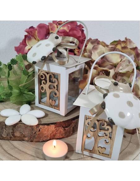 Bomboniere Comunione lanterna candela profumata e coccinella calamita