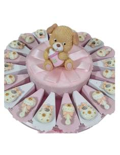 Torta bomboniera Battesimo bimba magneti bavette e sonaglio